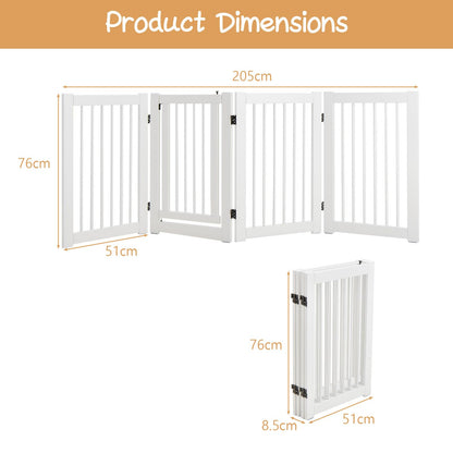 4 Panels Wooden Dog Gate with Door Walk Through