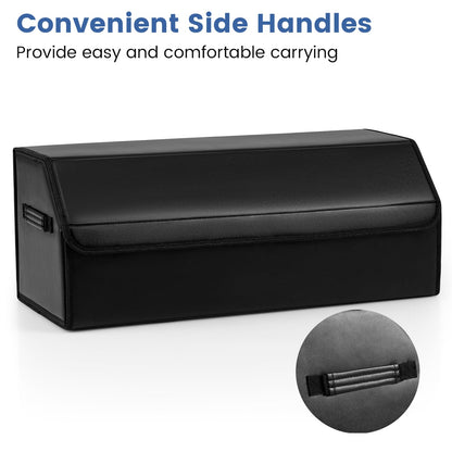 Leather Car Trunk Organizer with Lid Removable Divider and Large Capacity