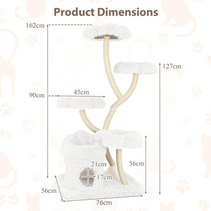162cm Multi-Level Cats Climbing Tower with Condo for Indoor Kittens