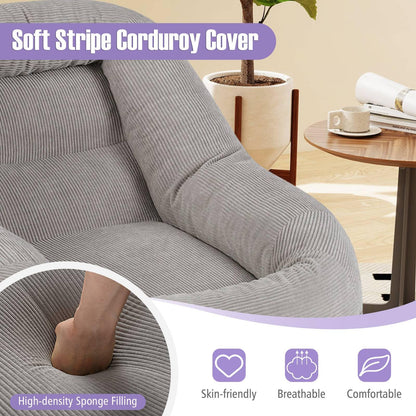Boneless Floor Single Sofa Chair with Soft Stripe Corduroy Cover