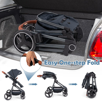 Convertible Baby Stroller with Footmuff and Extendable Canopy