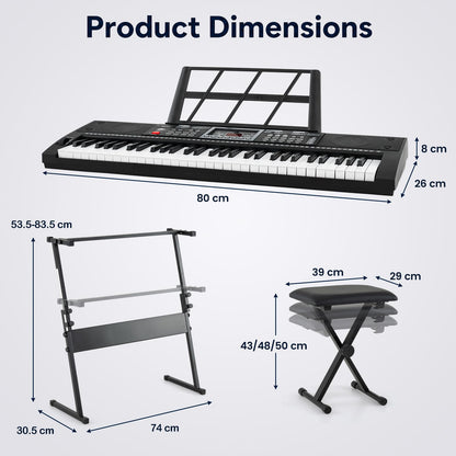 61 Key Digital Piano Keyboard, Electric Piano with Adjustable Stand