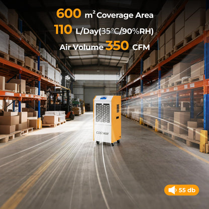 110L/Day Commercial Dehumidifier, 600m² Coverage Industrial Air Dehumidifiers Building Dryer