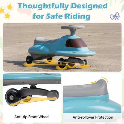 Ride on Wiggle Car, Sit On Swivel Scooter with Light up Wheels, Under-seat Storage