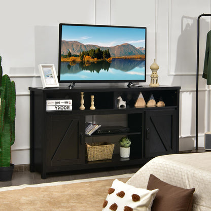 Modern Farmhouse TV Cabinet with Barn Doors for TVs Up to 65 Inches