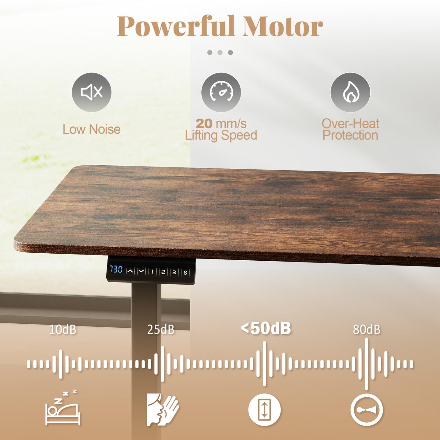 Electric Height Adjustable Standing Desk, 120 x 60cm Sit Stand Desk