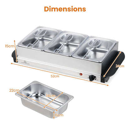 2 in 1 Electric Buffet Server Food Warmer with 3 x 1.4L Removable Trays