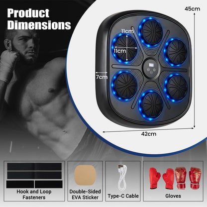 Music Boxing Machine, Wall Mounted Electronic Boxing Target with Gloves