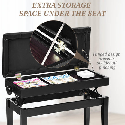 Height Adjustable Keyboard Duet Seat with Padded Cushion