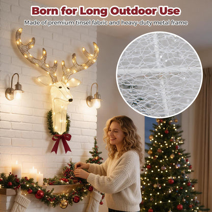 32"/81 cm Lighted Christmas Wall Decor Reindeer Head