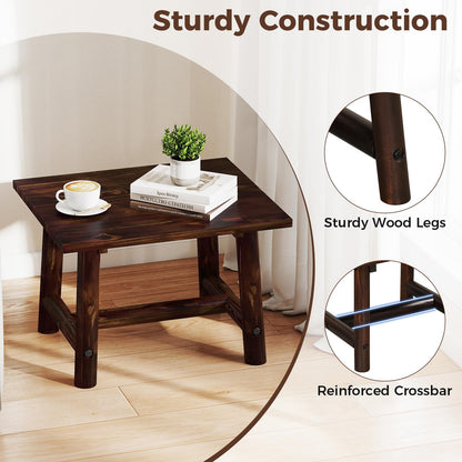 Solid Wood Small Outdoor Coffee Table with Reinforced Crossbar