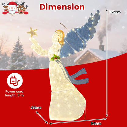 Pre-lit Christmas Angel, 3D Glittered Angel with LED Lights