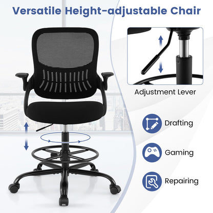 Mesh Drafting Chair, Ergonomic Swivel Office Chair with Adjustable Footrest