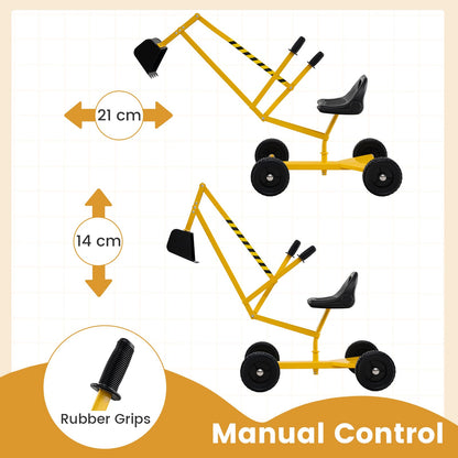 Kids Ride on Digger Children Construction Excavator with 2-Handed Controls
