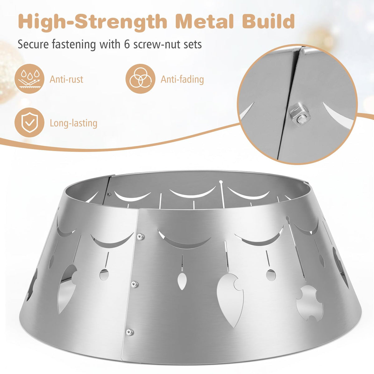 70cm Silver Metal Christmas Tree Collar