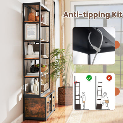 8-tier Bookshelf with Storage and 4 Fabric Drawers