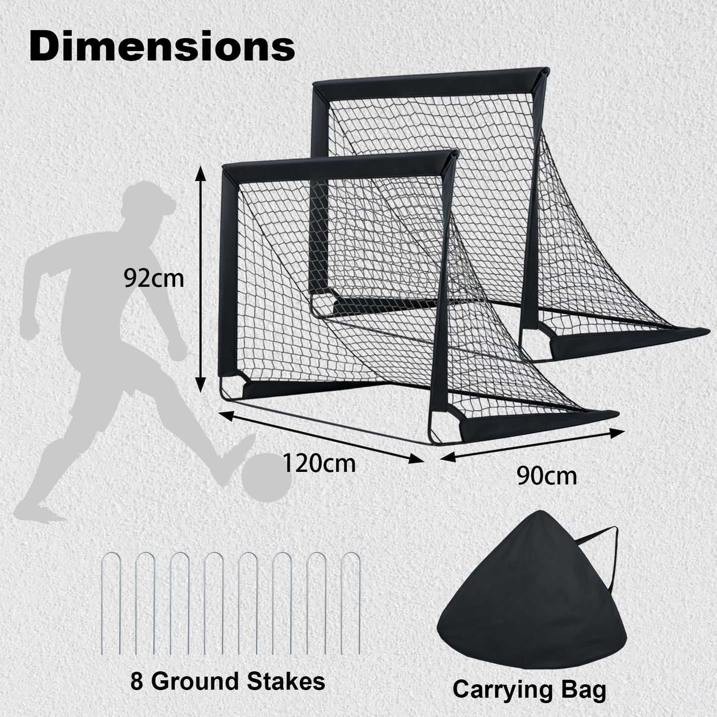 Portable Football Goals Set of 2, 4 x 3 ft Pop Up Soccer Nets