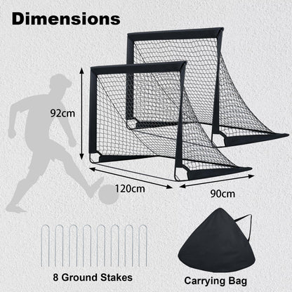 Portable Football Goals Set of 2, 4 x 3 ft Pop Up Soccer Nets
