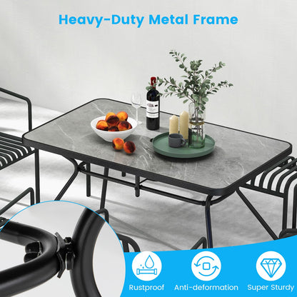 Heavy-Duty Metal Structure and Marble-Like Tabletop for Indoor Outdoor