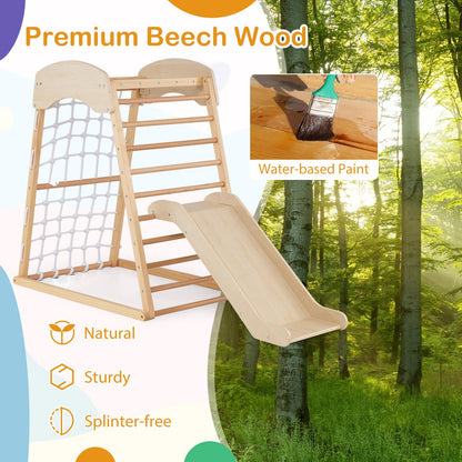 4-in-1 Jungle Gym Wooden Indoor Toddler Playground