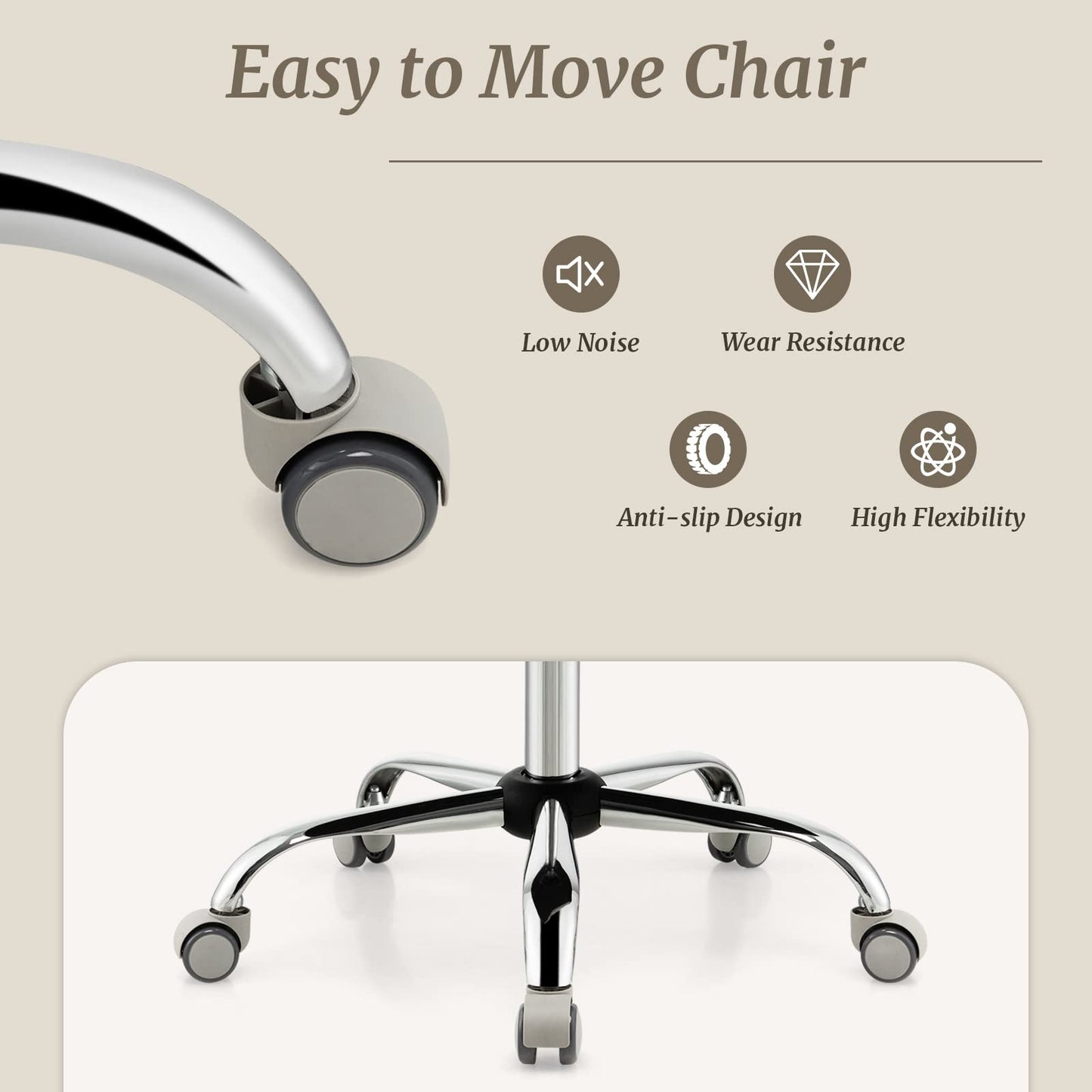 Height-adjustable Reception Chair with Rolling Casters for Office