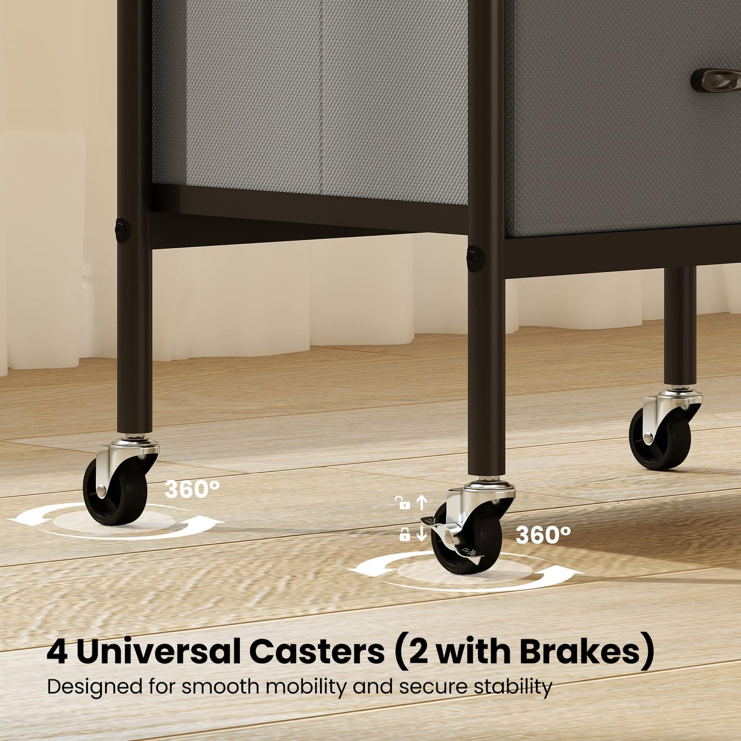 Rolling Utility Storage Cart Mobile Printer Stand with 2 Open Shelves