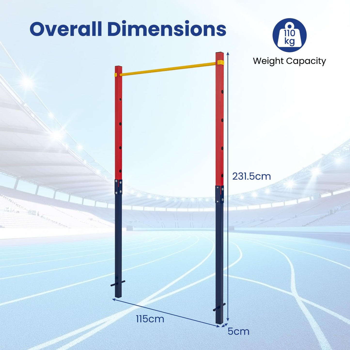 Outdoor In-Ground Pull Up Bar Station, Heavy Duty Metal Chin Up Bar