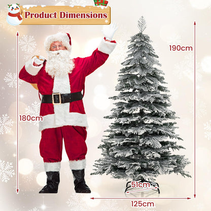 190CM Artificial Christmas Tree Hinged Holiday Tree with Lush Branch Tips