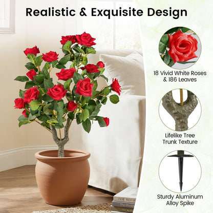 Artificial Flower Tree Set of 2, Fake Shrub Plants with Spikes