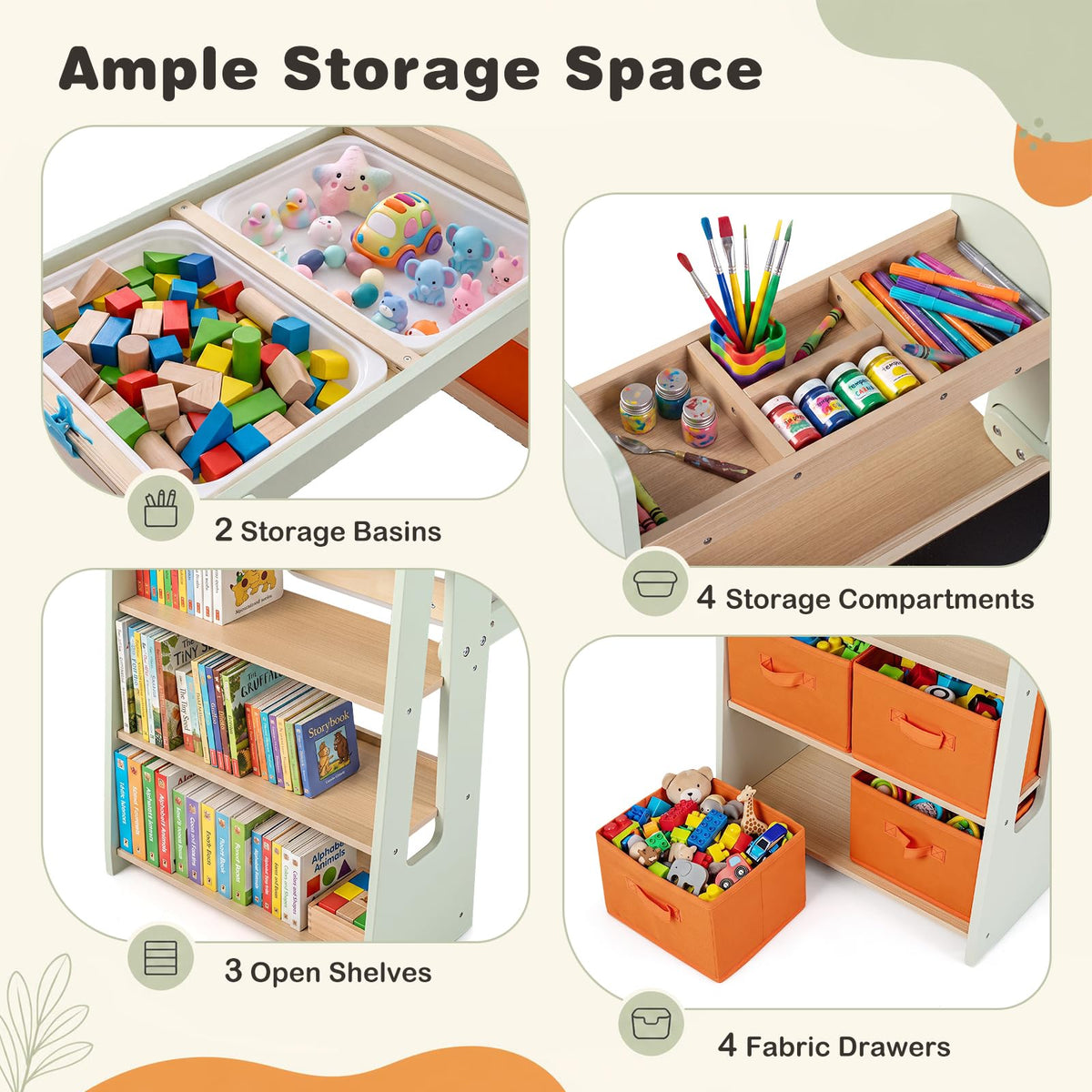 Kids Art Table and Chair Set, Children Activity Table
