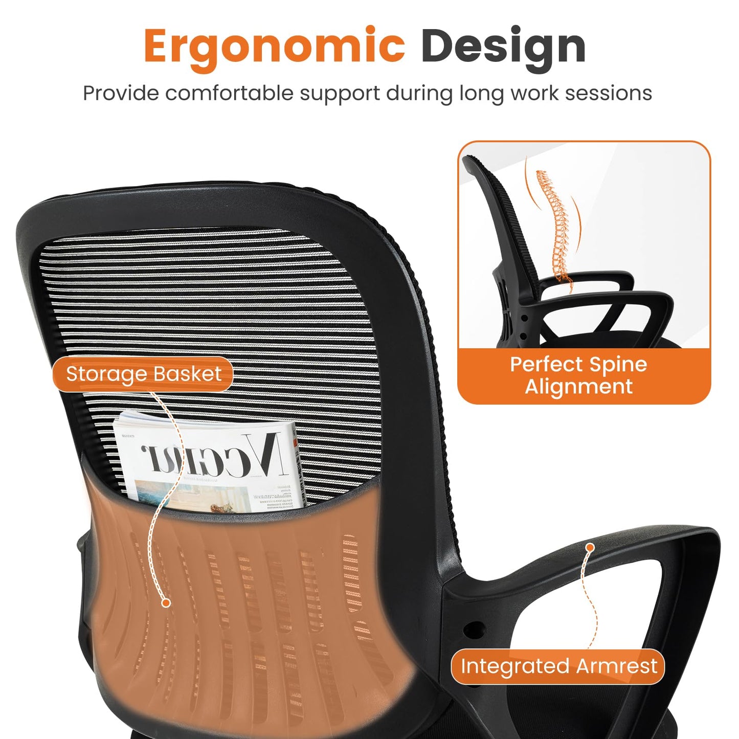 2PCS Conference Chairs, Metal Base Reception Chairs with Breathable Mesh Back