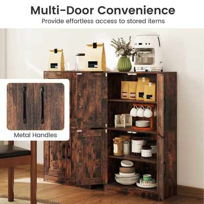 Floor Storage Cabinet with Doors and Adjustable Shelves
