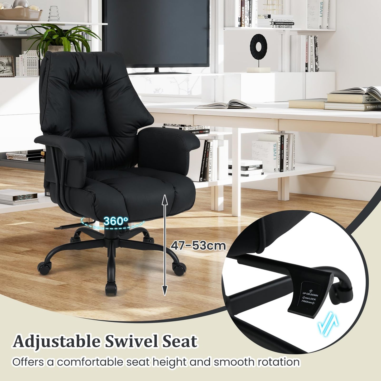 Ergonomic Office Chair with Spring Cushion Seat and Tilting Backrest