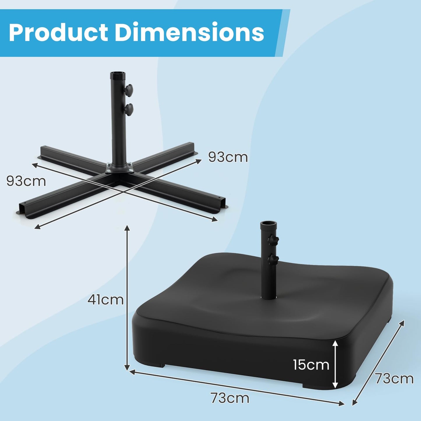Giantex Square Parasol Base Weight Bag, 80KG Sand Fillable Umbrella Stand