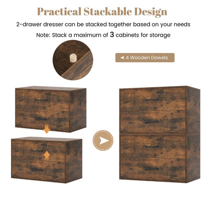 Stackable 2-Drawer Dresser with Anti-scratch Pads and Anti-tipping Devices