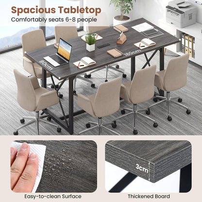 180 CM Conference Table for 6-8 People with Heavy-Duty Metal Frame