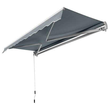 Aluminum Patio Sun Shade with Crank Handle and Water-Resistant Polyester