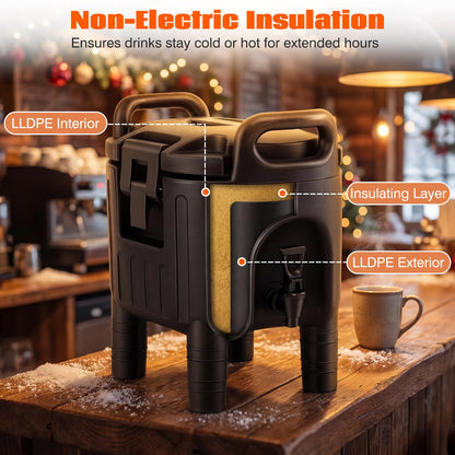 7.6L/10L Insulated Beverage Dispenser, Hot & Cold Drinks Server Container with Handles