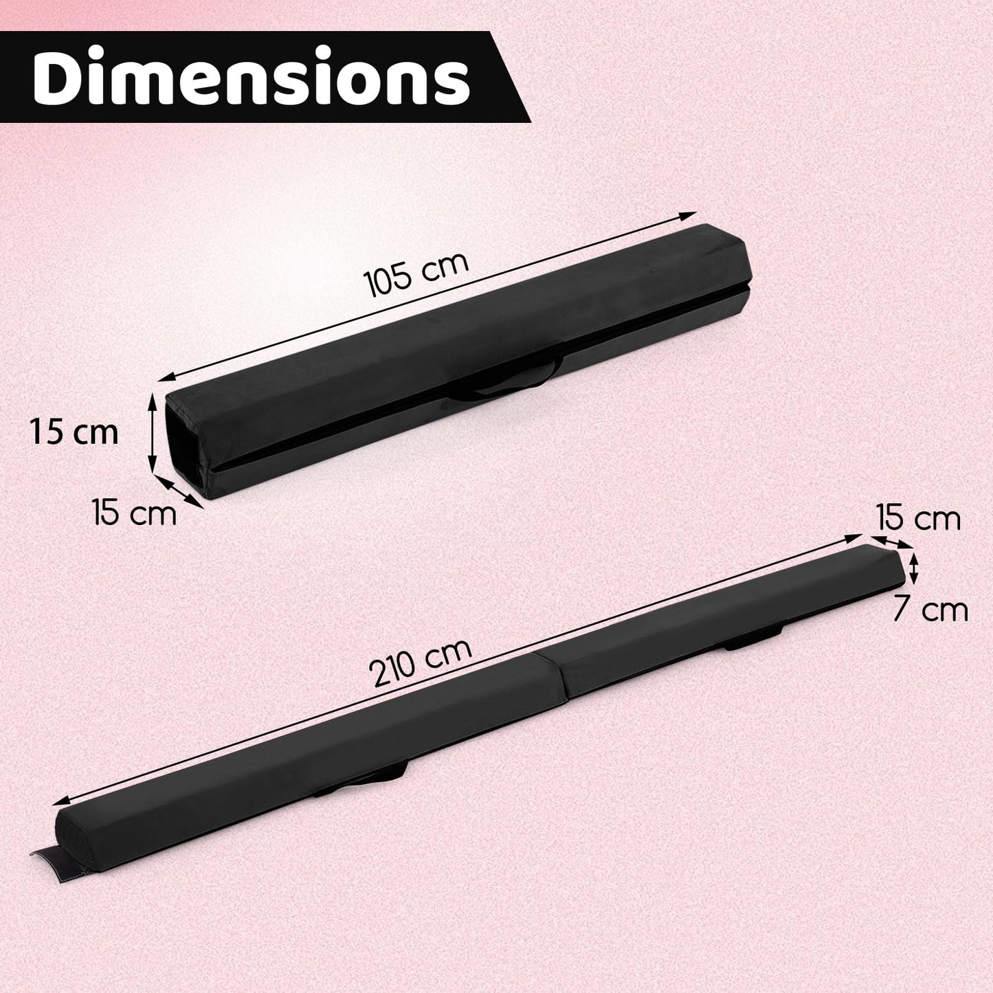 210 CM Folding Balance Beam with Removable Suede Cover and Non-slip Bottom