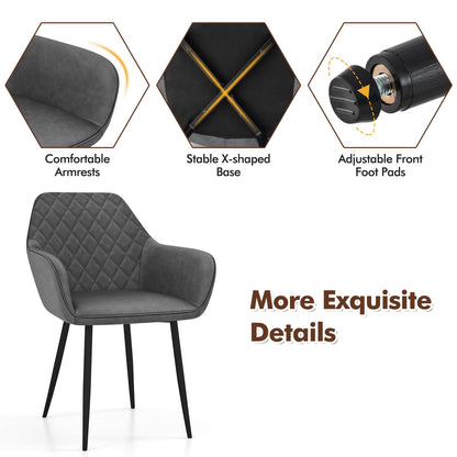 Set of 2 Leisure Dining Chair Upholstered with Curved Backrest