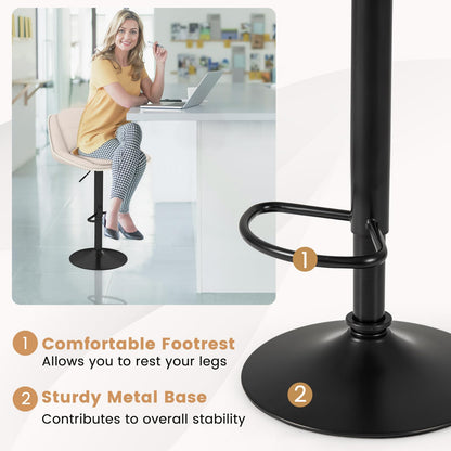 Bar Stools Set of 2 Modern Adjustable Chenille Upholstered Barstools