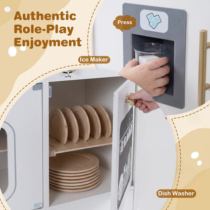 Kids Play Kitchen, Wooden Pretend Toy Kitchen
