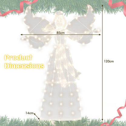 Outdoor Decorative Angel with Halo and 148 Warm White LED Lights