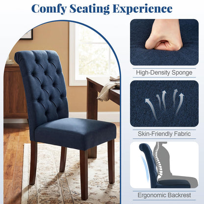 Upholstered Dining Chairs Set of 2 Button Tufted Chairs with Padded Seat and Backrest