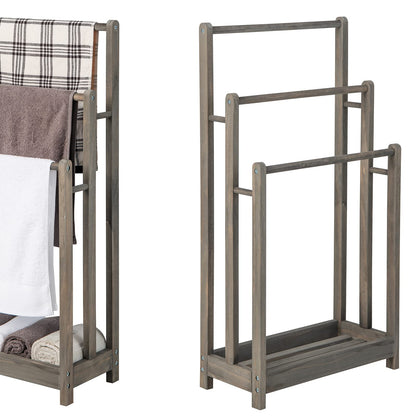 Freestanding Bathroom Towel Rail with Bottom Shelf and Anti-toppling Device