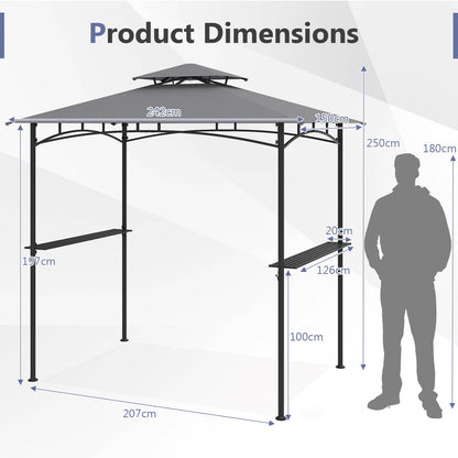 Fire Resistant Waterproof Outdoor BBQ Shelter with 2 Side Shelves