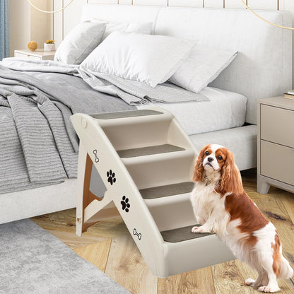 4 Steps Plastic Dog Stairs with Soft Felt