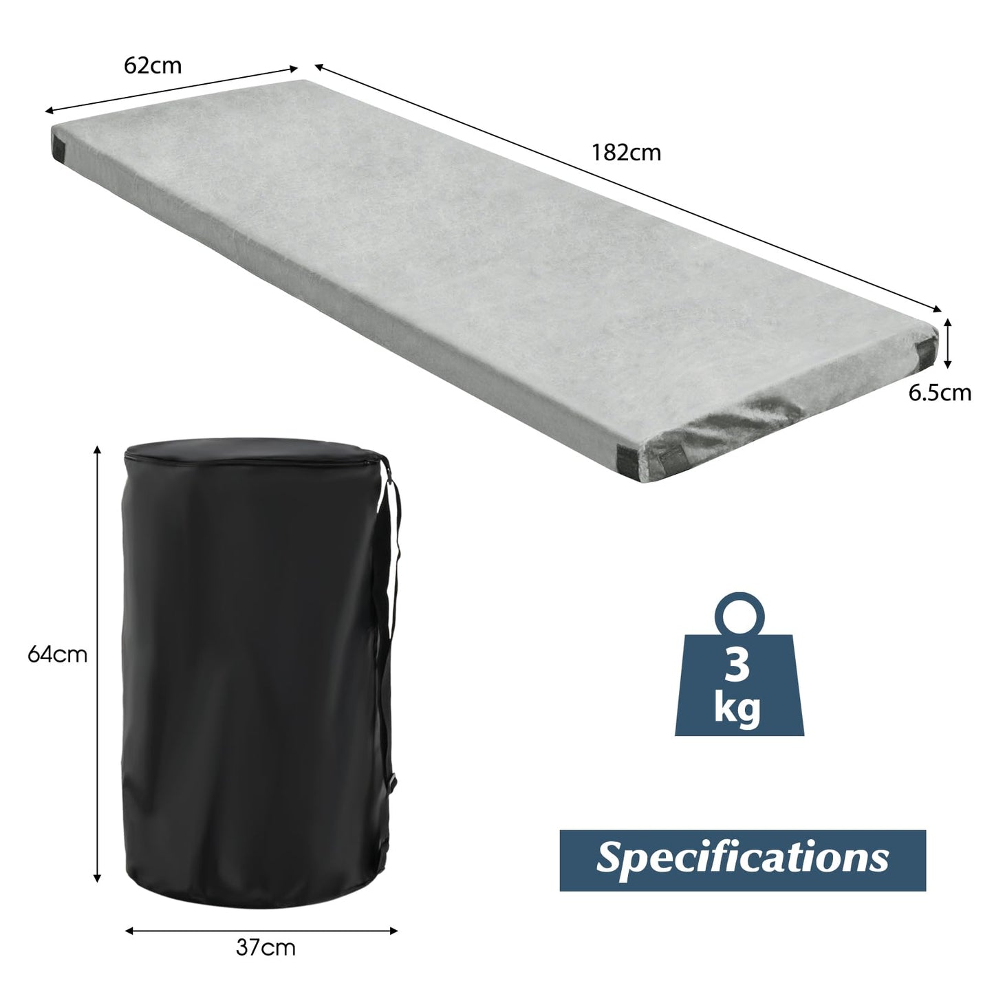Waterproof Roll up Lightweight Memory Foam Camping Mattress with Carrying Bag