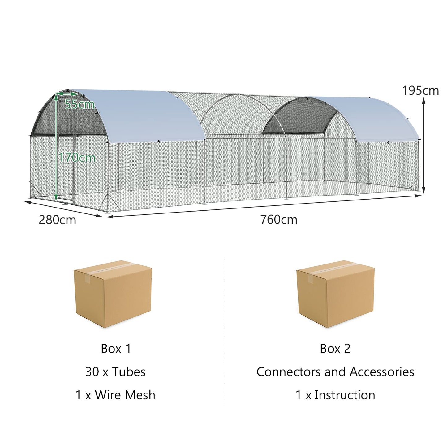 Large Chicken Coop with Waterproof & Sun-protective Cover