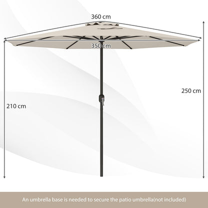 3.5M Water-resistant Patio Umbrella with Crank Handle